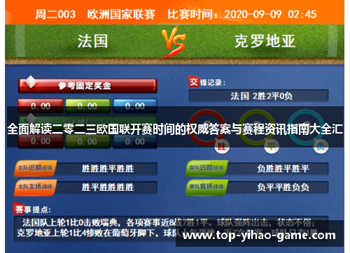 全面解读二零二三欧国联开赛时间的权威答案与赛程资讯指南大全汇 全面解读二零二三欧国联开赛时间的权威答案与赛程资讯指南大全汇